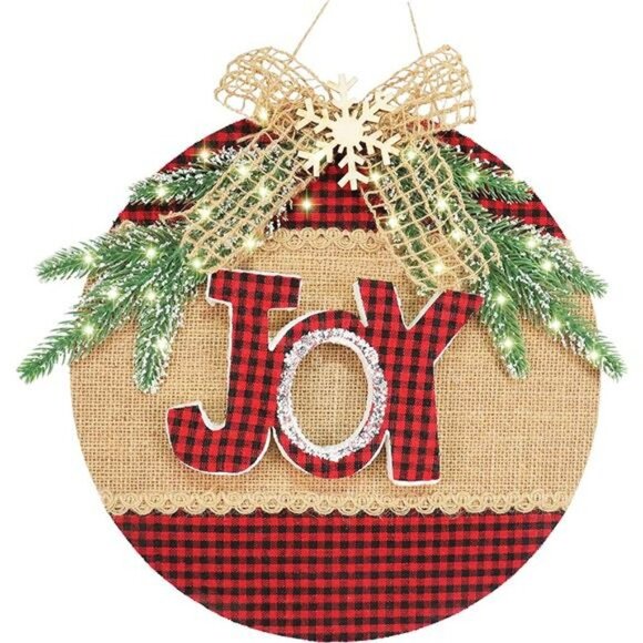 Merry Christmas Sign - Buffalo Plaid Christmas Door Decorations, Christmas Decor - Picture 4 of 7
